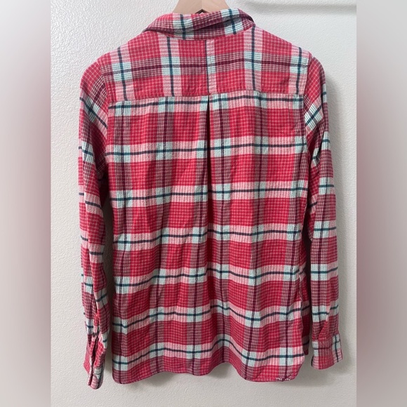 Woolrich Womens Size Medium Red White Blue Flannel Button Down Shirt - Picture 6 of 9
